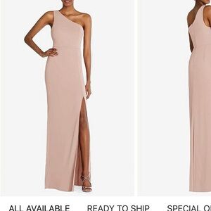 Dessy Bridesmaid Dress Blush Color One Shoulder